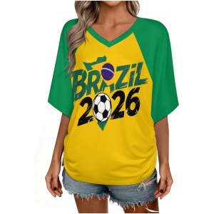 T-Shirt Personnalisé Femme Fan Foot Coupe du Monde 2026 Drapeau National