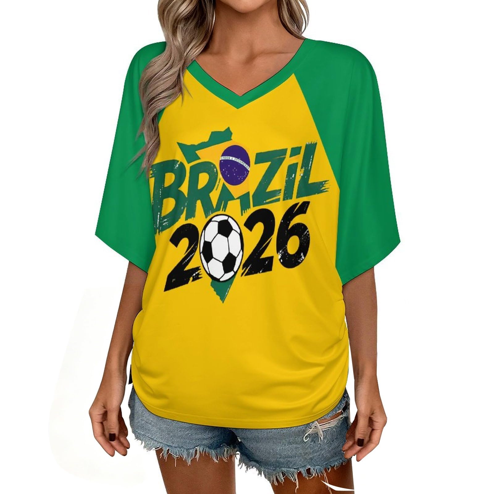 T-Shirt Personnalisé Femme Fan Foot Coupe du Monde 2026 Drapeau National