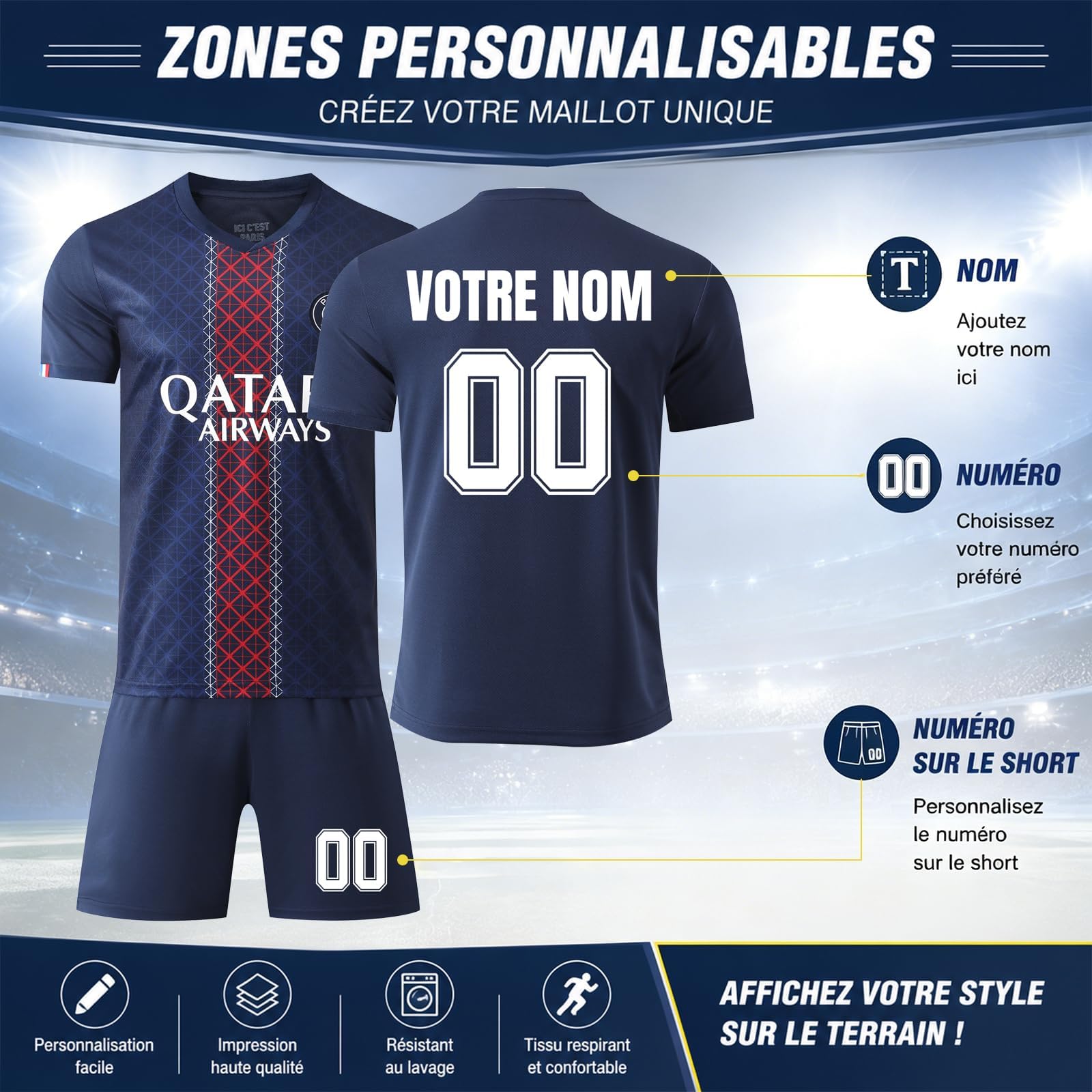 Maillot de Foot France 2026 Personnalisé Enfant Adulte - Domicile Extérieur - Image 2