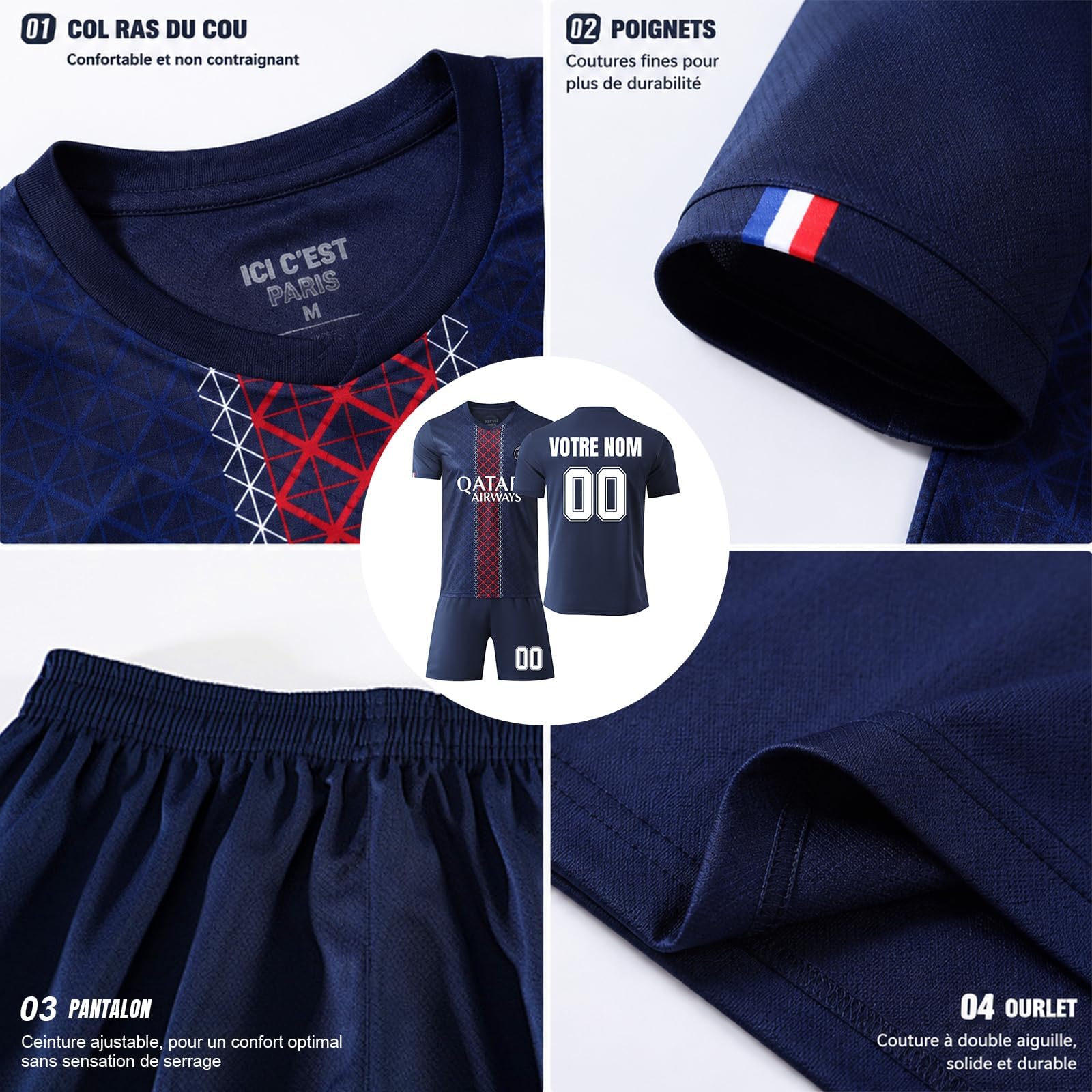 Maillot de Foot France 2026 Personnalisé Enfant Adulte - Domicile Extérieur - Image 4