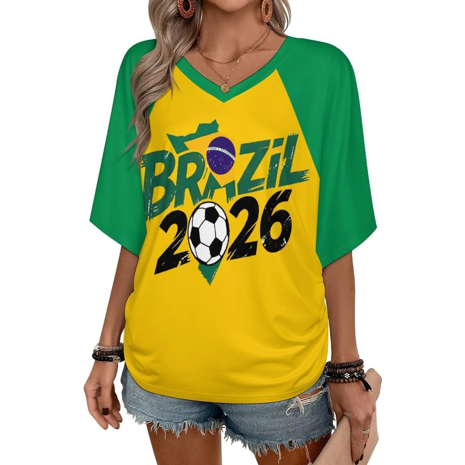 T-Shirt Personnalisé Femme Fan Foot Coupe du Monde 2026 Drapeau National - Image 7